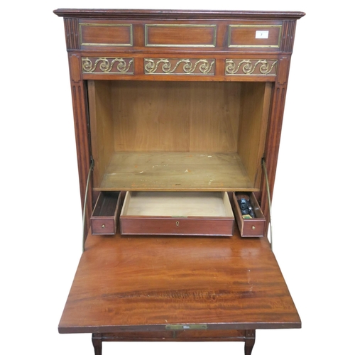 7 - A late 19th/early 20th century continental Secretaire A Abattant with hinged top over fall front wri... 