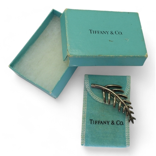 721 - A Tiffany & Co silver leaf brooch, fully stamped Tiffany & Co 1996. 925 Italy, with original... 