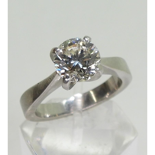 741 - A platinum diamond solitaire, set with a estimated approx 1.3ct brilliant cut diamond, the diamond h... 