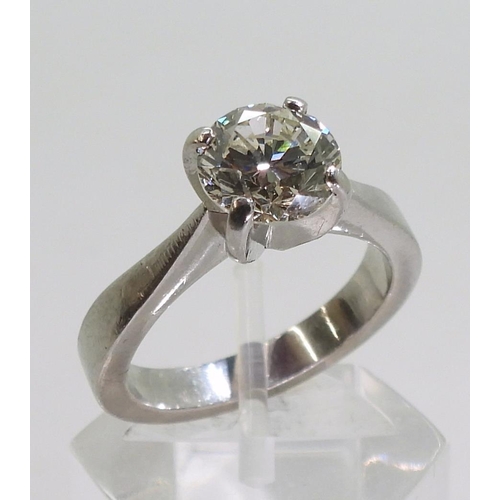 741 - A platinum diamond solitaire, set with a estimated approx 1.3ct brilliant cut diamond, the diamond h... 