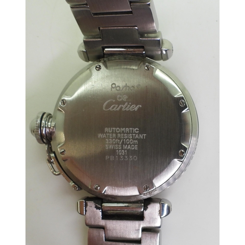 743 - A Gents stainless steel automatic Cartier Pasha watch with stainless steel original bracelet, bought... 