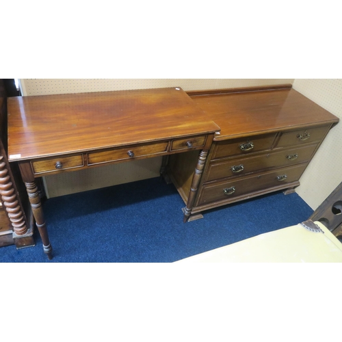 78 - A lot comprising a mahogany two over two dressing chest of drawers, 78cm high x 106cm wide x 51cm de... 