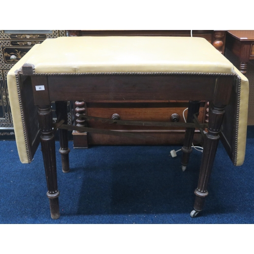 80 - A late 19th/early 20th century mahogany framed adjustable doctors examination table with leather uph... 