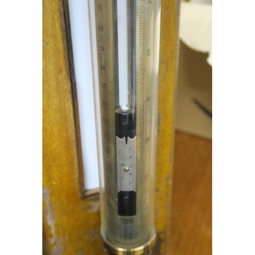 82 - A 19th century scientific stick barometer/thermometer, 113cm high 