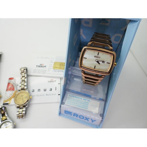 880 - A ladies Tissot PR50 watch with paperwork, together with a Seiko Quartz and other wristwatches