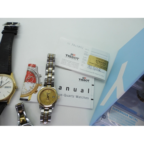 880 - A ladies Tissot PR50 watch with paperwork, together with a Seiko Quartz and other wristwatches