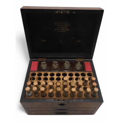 520 - A burr walnut apothecary's case, Morocco leather-lined, the lid with embossed label for J.E. Pottage... 