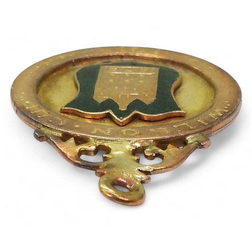 567 - Patrick Callaghan of Hibernian F.C. - a 9ct gold and enamel Wilson Cup 1913 fob medal by Duncan, Edi... 