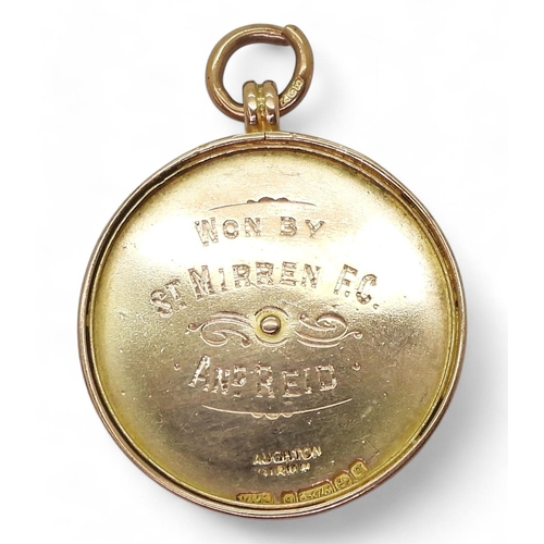 570 - Andrew Reid of St. Mirren F.C. - a 9ct gold and enamel Paisley Charity Cup 1915 winner's medal by Va... 