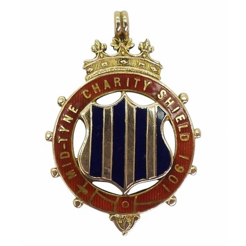 579 - A 9ct and enamel Mid-Tyne Charity Shield 1901 Winner's medal by Vaughton & Sons, Birmingham, 190... 