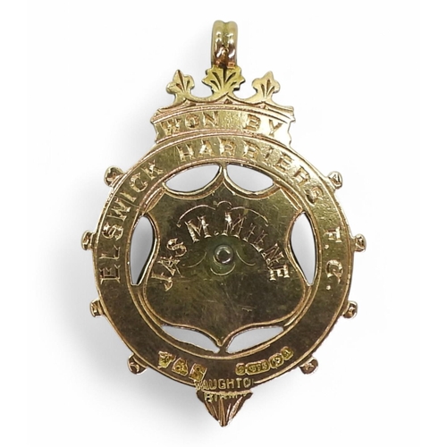 579 - A 9ct and enamel Mid-Tyne Charity Shield 1901 Winner's medal by Vaughton & Sons, Birmingham, 190... 