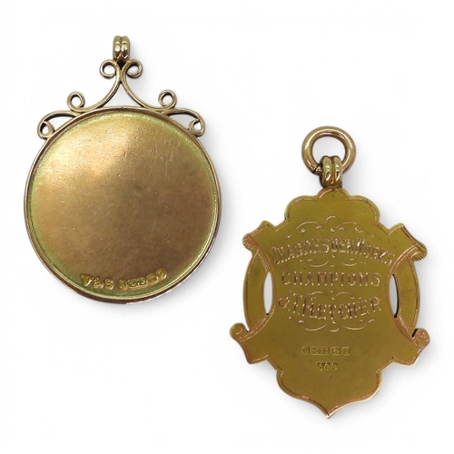 580 - A 9ct gold Derby & District Football League 1901-02 winner's medal by Vaighton & Sons, Birmi... 