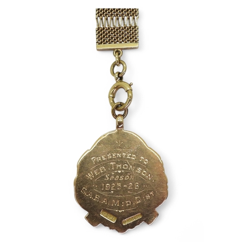 581 - A 9ct gold and enamel Scottish Amateur Boxing Association medal by J. McMenamin, Birmingham, 1924, e... 