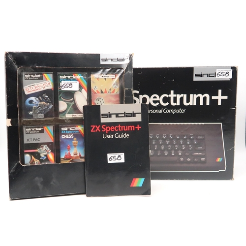 658 - A boxed Sinclair ZX Spectrum Personal Computer, with a six-pack of game cassettes, including Star Wa... 