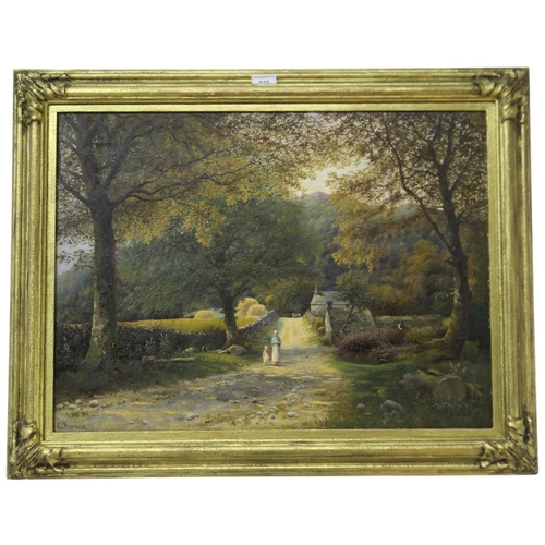 919 - CHARLES FRANCE (BRITISH 19th CENTURY) ON THE WAY HOME Oil on canvas, signed lower left, 50... 