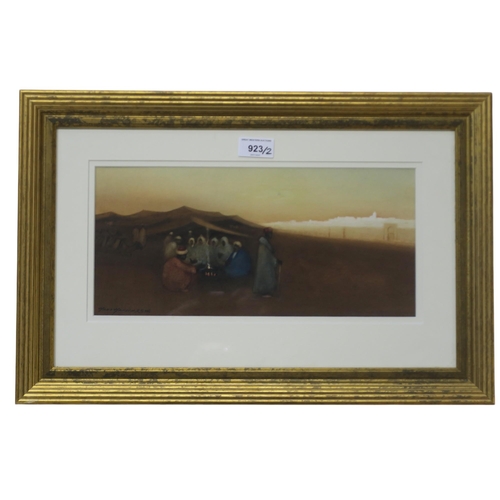 923 - HANS HANSEN RSW (SCOTTISH 1853-1947) CAMPING AMONG THE DESERT DUNES Watercolour, signed lo... 