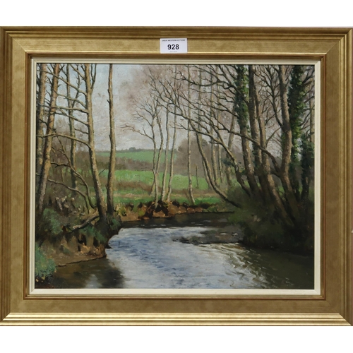 928 - MORRIS MEREDITH WILLIAMS (WELSH 1881-1973) FULL FLOWING RIVER Oil on board, signed lower l... 