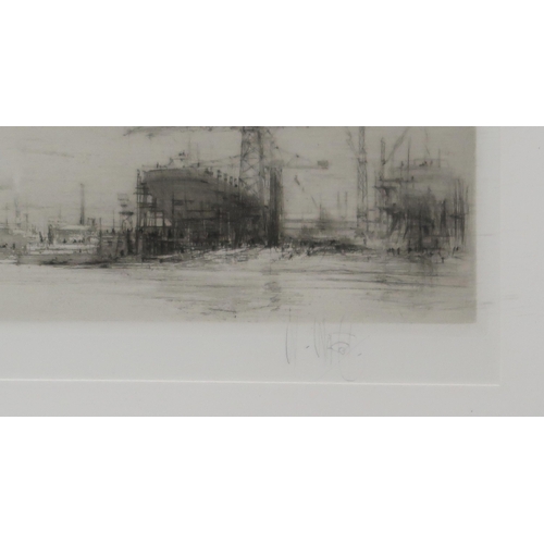 929 - WILLIAM WALCOT RBA RE (BRITISH 1874-1943) THE CLYDE Etching, signed lower right, 11 x 27cm... 