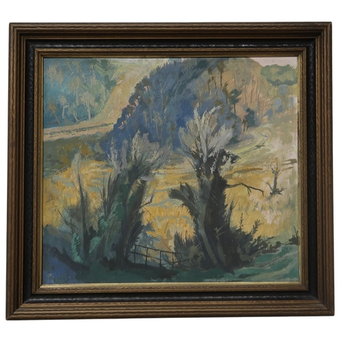 934 - HARRY JEFFERSON BARNES (1915-1982) FOREST SCENE Oil on board, signed lower right, dated 19... 