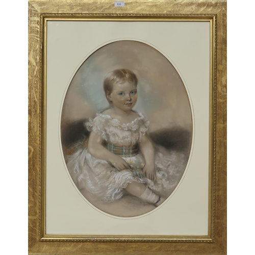 935 - ALEXANDER BLAIKLEY (SCOTTISH 1816-1903) PORTRAIT OF YOUNG GIRL Pastel on paper, signed lower centre,... 