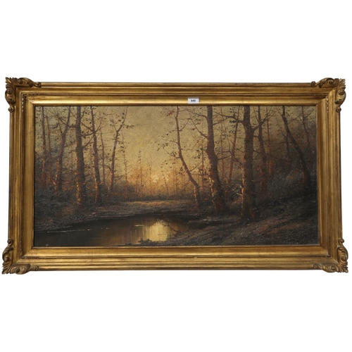 948 - 20th CENTURY SCHOOL FOREST SCENE AT DAWN Oil on canvas, 50 x 100cm... 