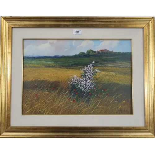 953 - ENZO BICLUNGO (ITALIAN CONTEMPORARY) CAMPO DI PAPAVERI IN FIORE Oil on board, signed lower... 