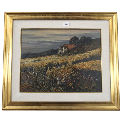 954 - ENZO BICLUNGO (ITALIAN CONTEMPORARY) PAESAGGIO  Oil on board, signed lower right, dat... 