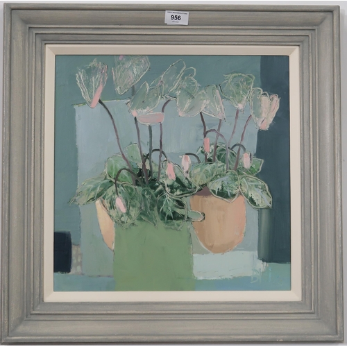 956 - JANE BLAIR (SCOTTISH CONTEMPORARY) CYCLAMEN Oil on canvas, signed lower right, 40 x 40cm&n... 