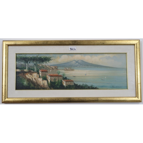 961 - LUIGI SAVARESE (ITALIAN CONTEMPORARY) SORRENTO Oil on canvas, signed lower right, 19 x 57cm Together... 