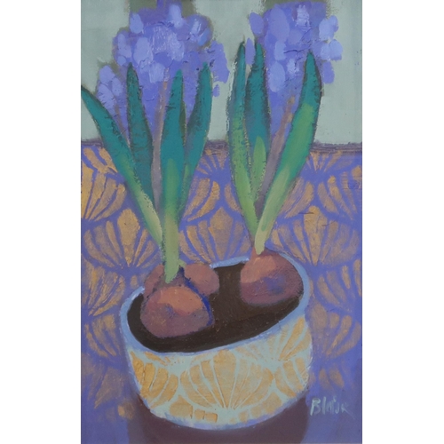 962 - JANE BLAIR (SCOTTISH CONTEMPORARY) HYACINTH Oil on board, signed lower right, 29 x 18cm&nb... 