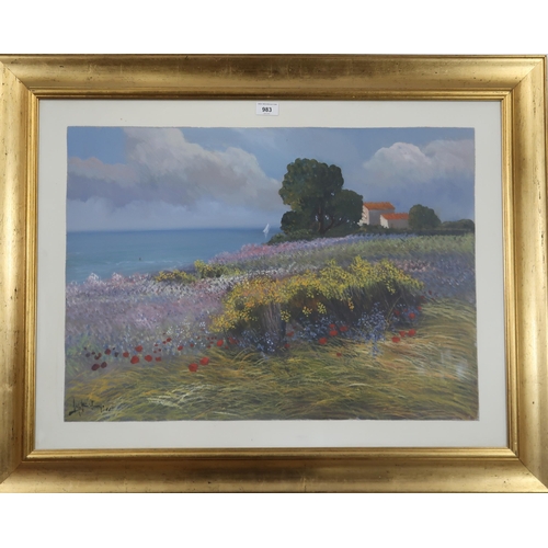 983 - ENZO BICLUNGO (ITALIAN CONTEMPORARY) CAMPO FIORITO Oil on board, signed lower left, dated ... 