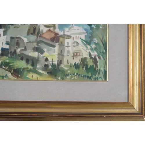 984 - JOHN ARAGONA (CONTEMPORARY SCHOOL) POSITANO Watercolour, signed lower right, dated (19)80,... 