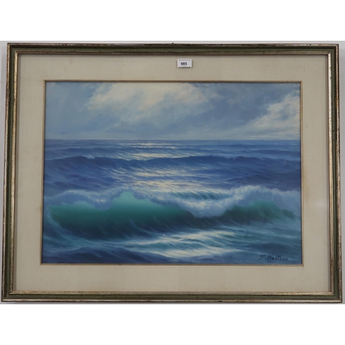 985 - 20th CENTURY SCHOOL STORMY SEA Oil on canvas, signed lower right 'G. Walters', dated 1970,... 