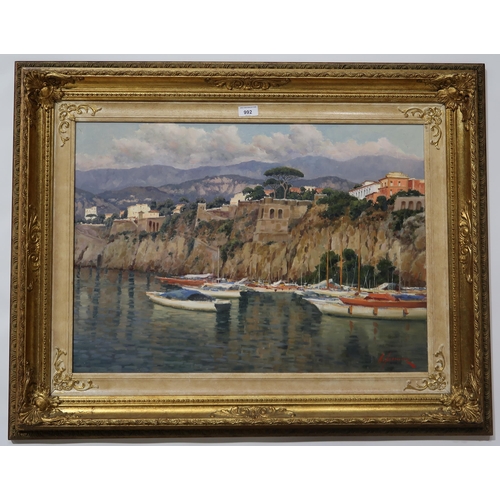 992 - ANTONIO SANNINO (ITALIAN b.1956) SORRENTO Oil on canvas, signed lower right, 50 x 68cm Together with... 