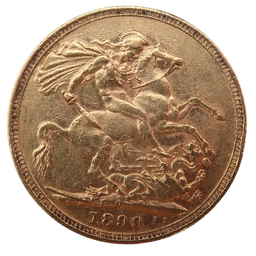 320A - Victoria (1837-1901) 1 Sovereign 1899 MelbourneObverse Bust of Queen Victoria facing left ... 