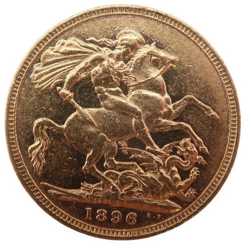 320B - Victoria (1837-1901) 1 Sovereign 1896 MelbourneObverse Bust of Queen Victoria facing left ... 