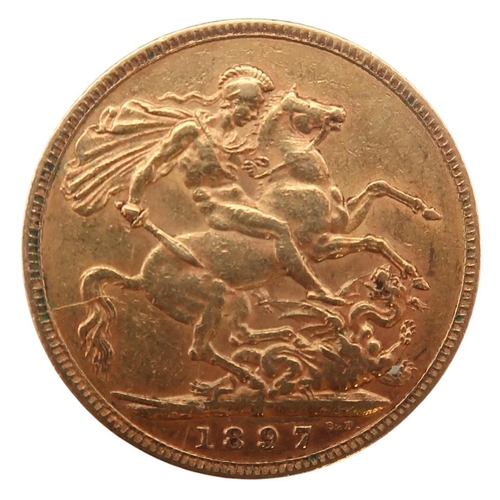 320C - Victoria (1837-1901) 1 Sovereign 1897 MelbourneObverse Bust of Queen Victoria facing left ... 