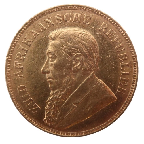 336 - SOUTH AFRICA 1898 KRUGER PONDObversebearded bust of President Johannes Paulus Kruger left, legend ar... 