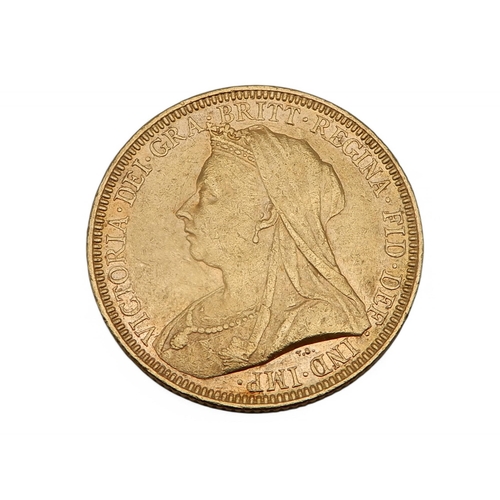 340 - Victoria (1837-1901) 1 Sovereign 1894 MelbourneObverse Older crowned and veiled bust ('Old Head') of... 