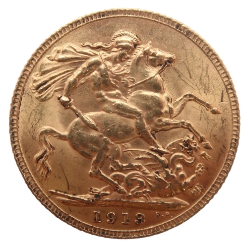 468 - George V (1910-1936) 1 Sovereign 1913Obverse bust of King George V facing left legend around&nb... 