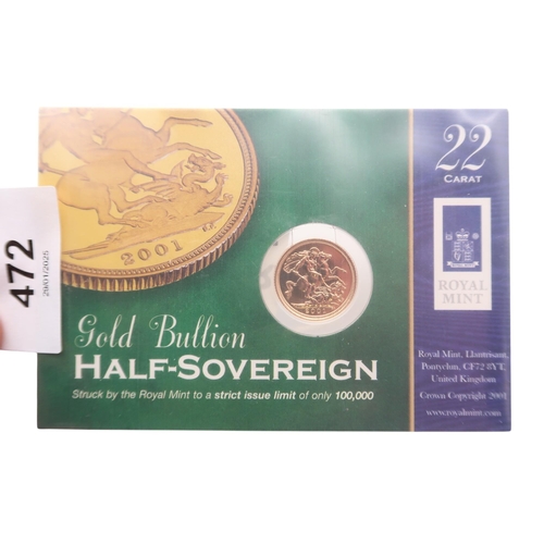 472 - ELIZABETH II (1952-2022) 1 Sovereign 2001 (encapsulated)ObverseFourth crowned portrait of HM Qu... 