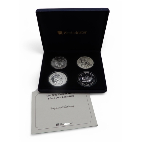 493 - The 2003 Famous World Silver Coin Collection comprising United States eagle, Australian kangaro... 