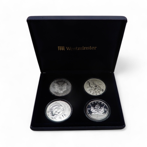 493 - The 2003 Famous World Silver Coin Collection comprising United States eagle, Australian kangaro... 