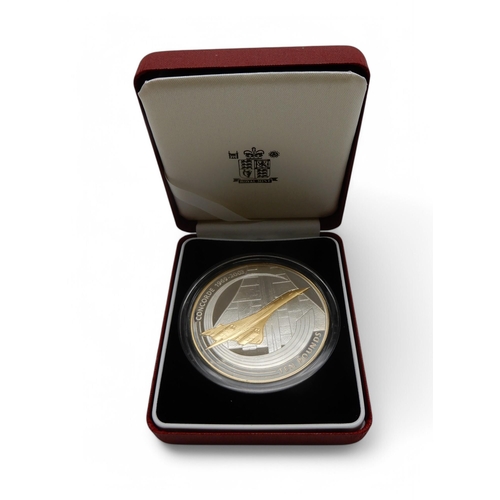 494 - The Royal Mint Alderney £10 silver proof coin, 2003, commemorating Concorde, 155.517g, limited... 