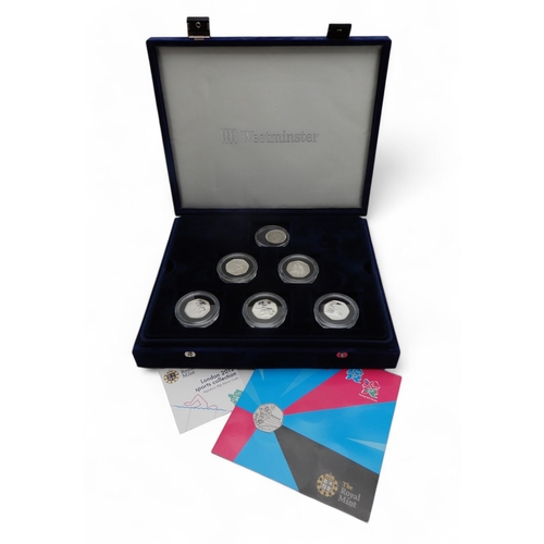 494D - London 2012 Sports Silver 50 Pence Collection,  cased with COA 