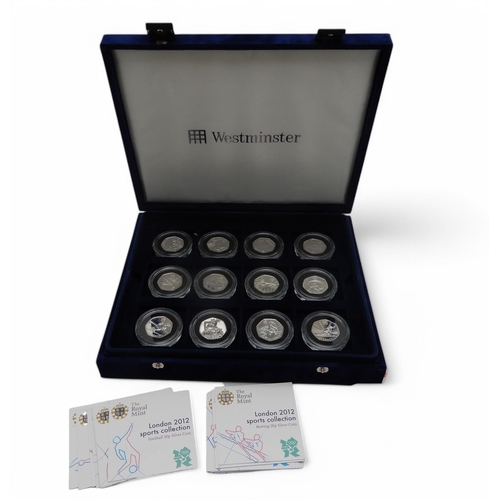 494D - London 2012 Sports Silver 50 Pence Collection,  cased with COA 