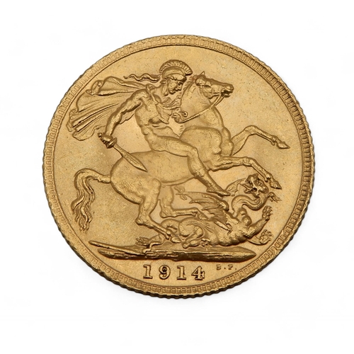 498C - GEORGE V (1910-1936) 1 SOVEREIGN 1914Obverse bust of King George V facing left legend around  GEORGI... 