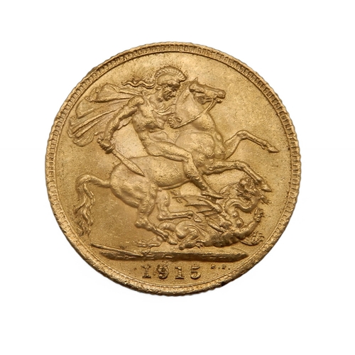 498D - GEORGE V (1910-1936) 1 Sovereign 1915Obverse bust of King George V facing left legend around  GEORGI... 