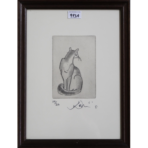 993A - JULIAN WILLIAMS (BRITISH b.1953) CAT Etching, signed lower right, numbered 118/250, 18 x 12cm... 