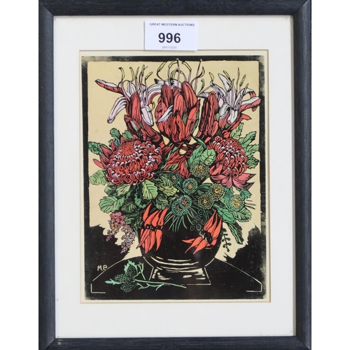 996 - MARGARET ROSE PRESTON (AUSTRALIAN 1875-1963) ILLAWARRA LILIES AND WARATAHS Print multiple, signed lo... 